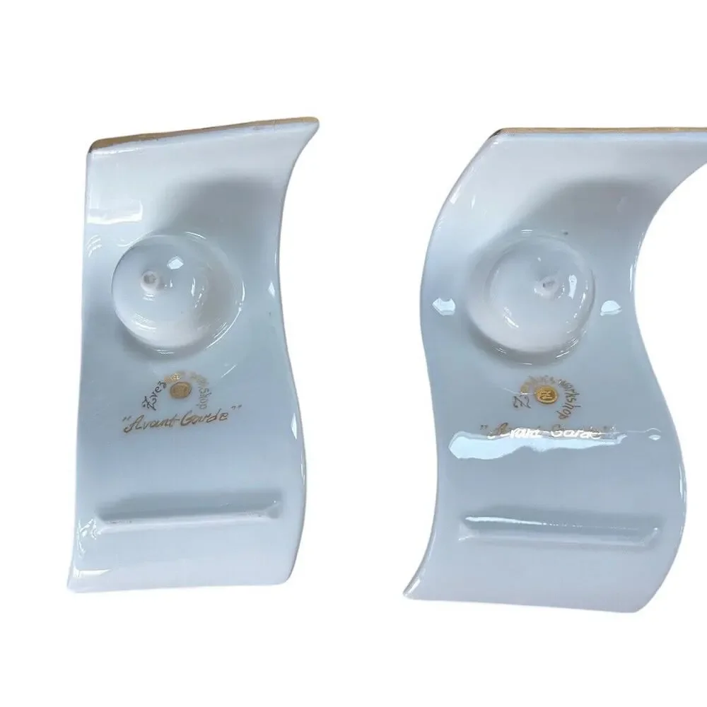 Zvezdin’s Workshop Wave Candle Holders Hand Painted Design Avant Grade RARE $270
